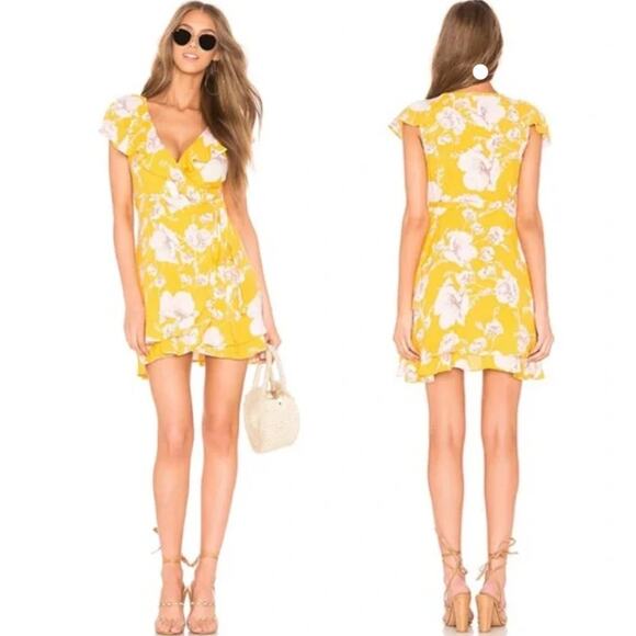 Free People Yellow Floral Mini Dress - Picture 1 of 10